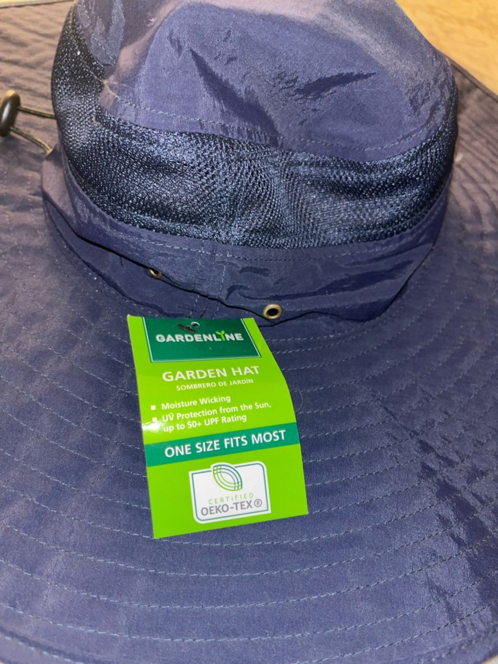 Gardenline Blue Wide Brim Gardening Sun Hat Neck Strap UPF 50+ One Size NWT - Picture 5 of 7